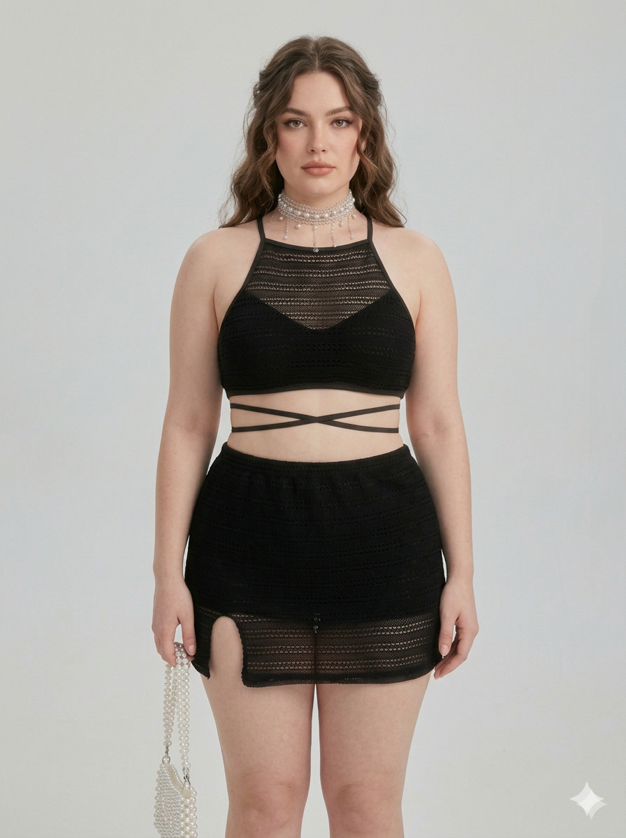 Ashel’s Chic Lattice Beachwear