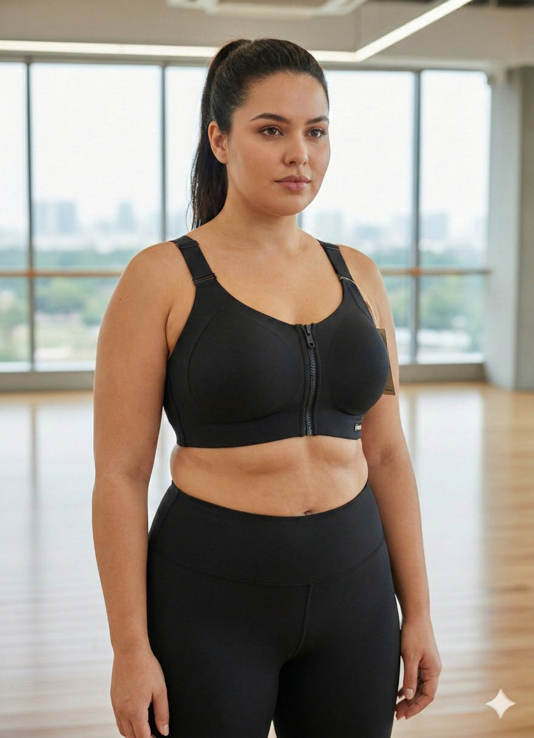 Ashel's plus fit zip front gym bra