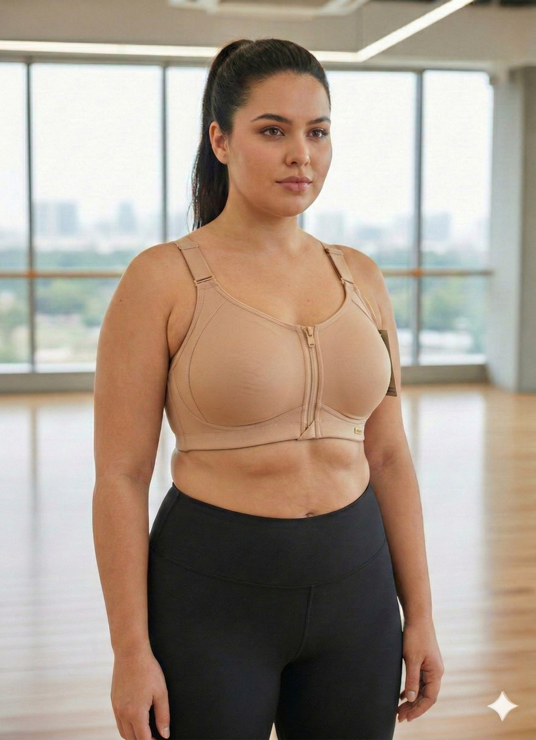 Ashel's plus fit zip front gym bra