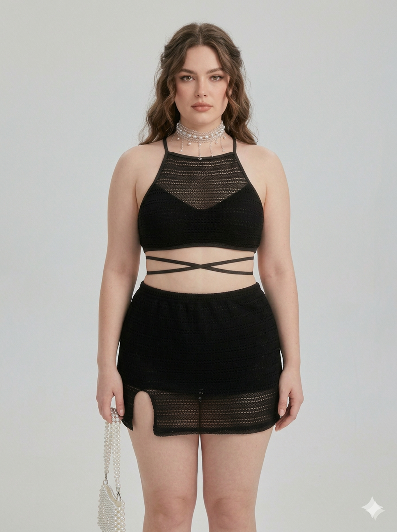 Ashel’s Chic Lattice Beachwear